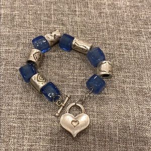 True Silver & blue beads Bracelet